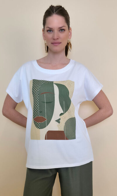 Majica 28 Noroo - cotton white -  Anfas/Profil Green