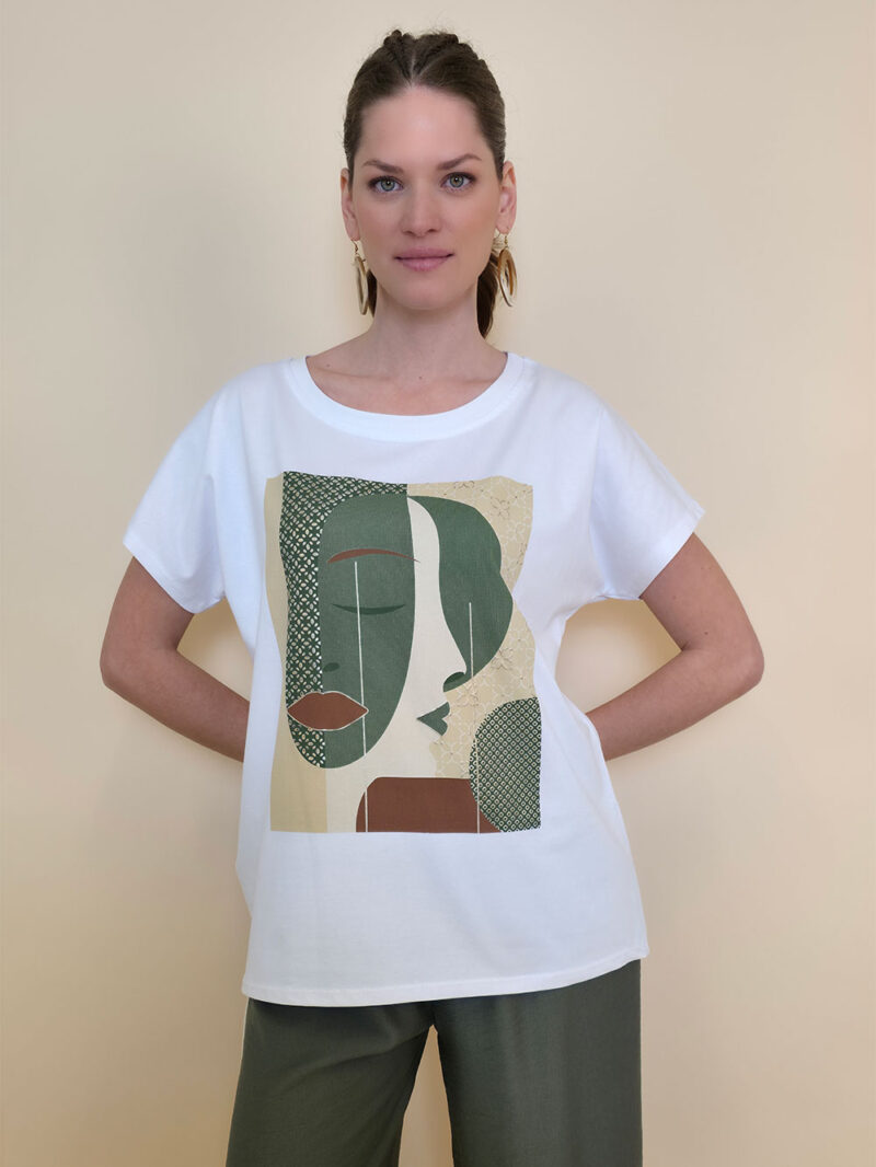 Majica 28 Noroo - cotton white -  Anfas/Profil Green
