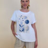 Majica 28 Noroo - cotton white - Olive Leaves blue
