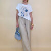 Majica 28 Noroo - cotton white - Olive Leaves blue