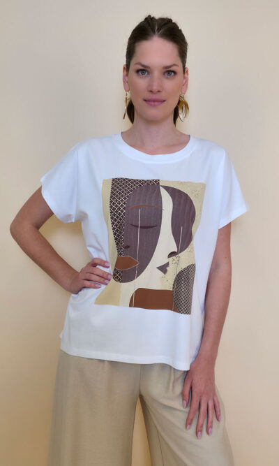 Majica 28 Noroo - cotton white -  Anfas/Profil Brown