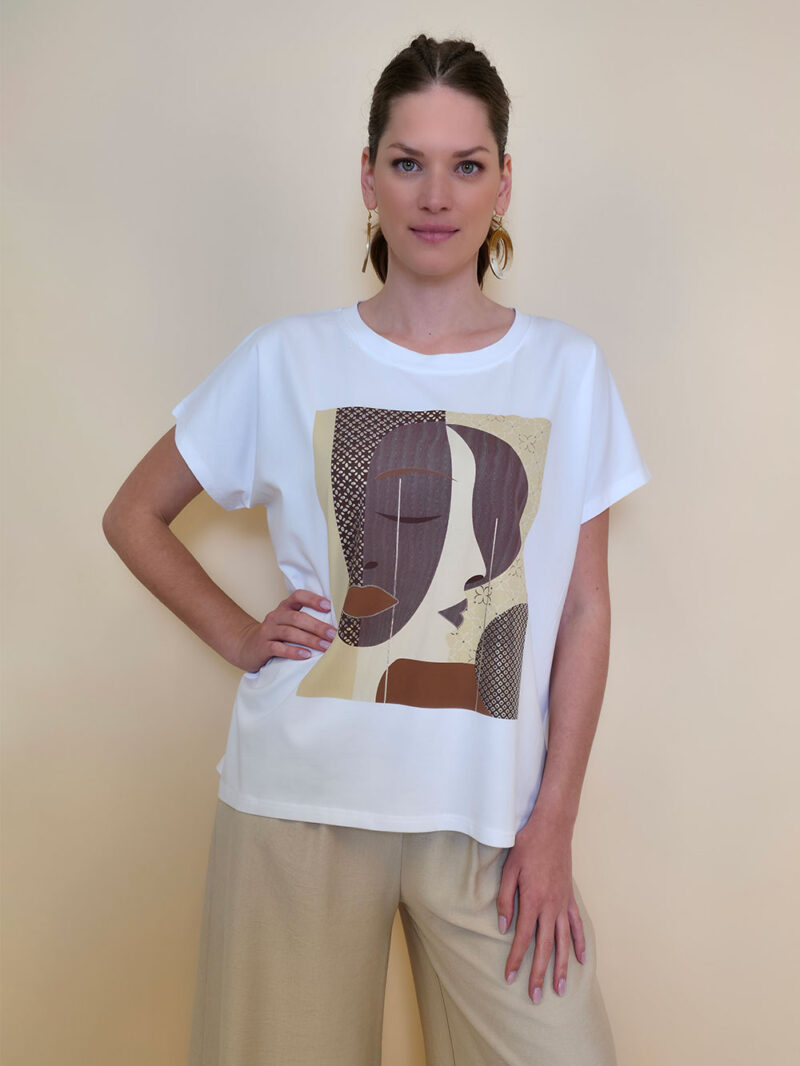 Majica 28 Noroo - cotton white -  Anfas/Profil Brown