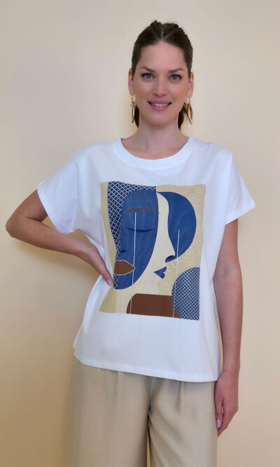 Majica 28 Noroo - cotton white -  Anfas/Profil Blue