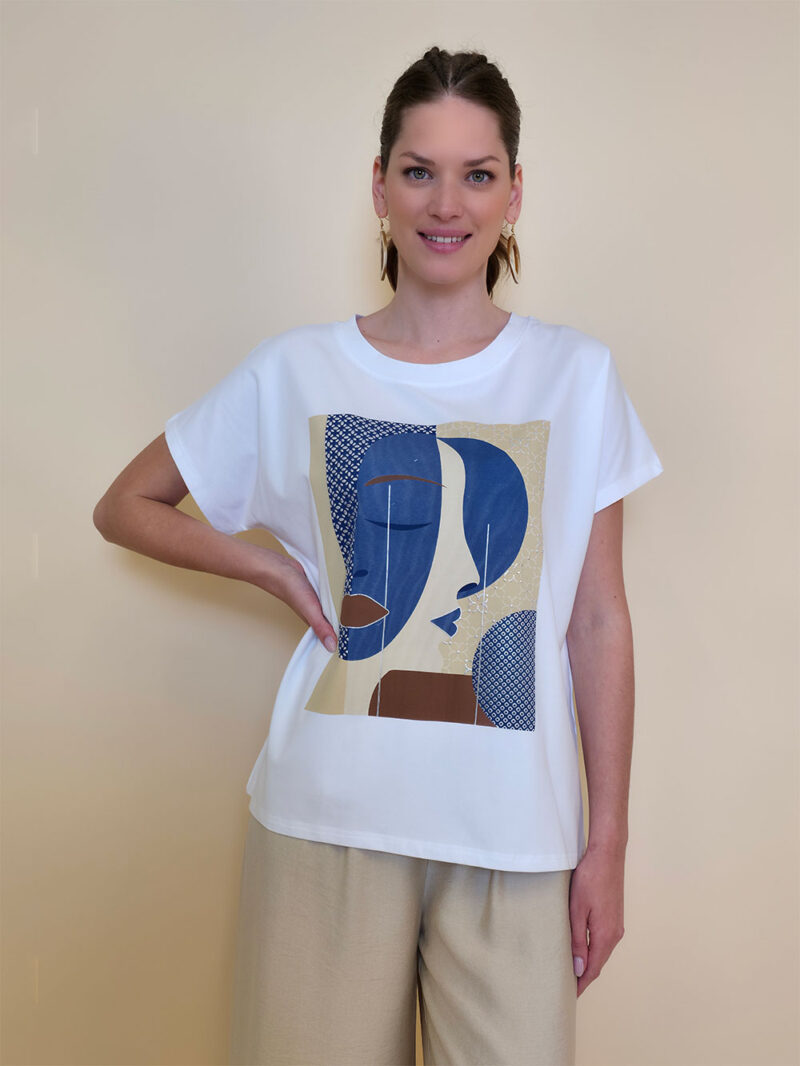Majica 28 Noroo - cotton white -  Anfas/Profil Blue