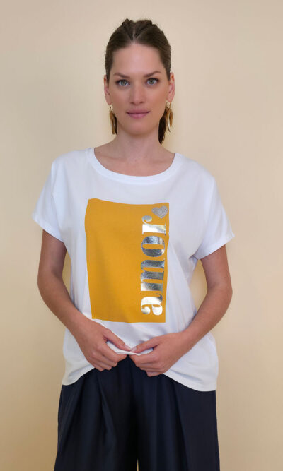 Majica 28 Noroo - cotton white -  Amor senape