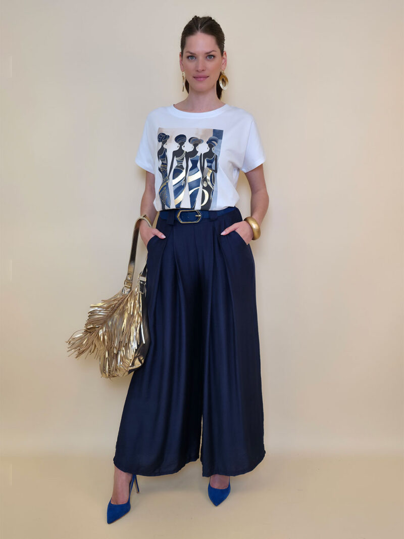 Majica 28 Noroo - cotton white -  African Turbans blue