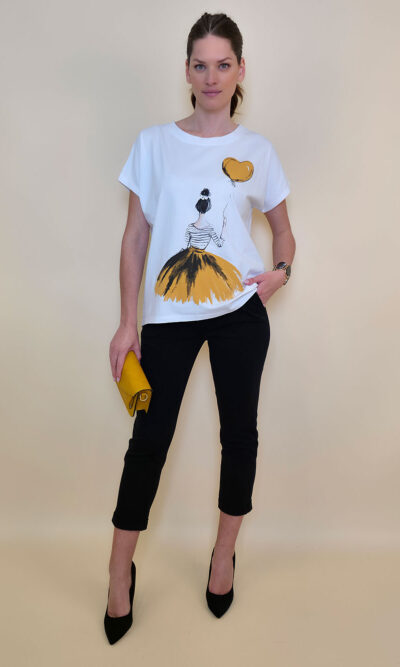 Majica 28 Noroo - cotton white -  Girl with Baloon senape