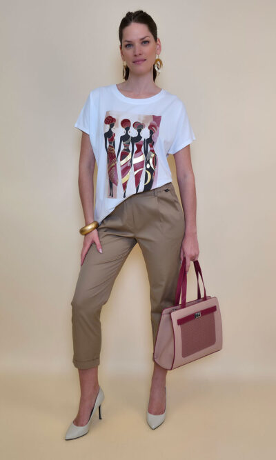 Majica 28 Noroo - cotton white -  African Turbans burgundy