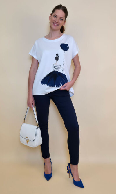 Majica 28 Noroo - cotton white -  Girl with Baloon navy