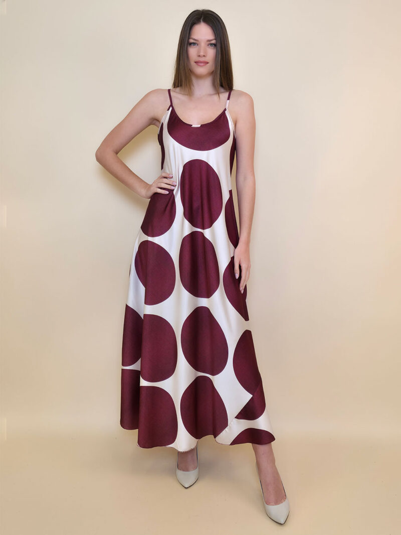 Haljina 40 Marrakesh - saten print lopte - bordo