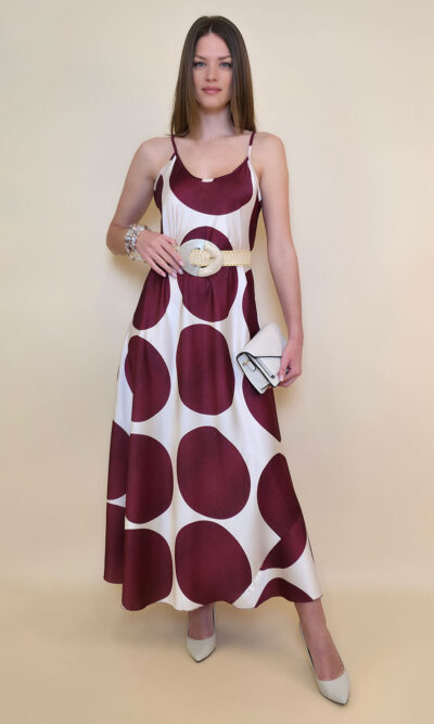 Haljina 40 Marrakesh - saten print lopte - bordo
