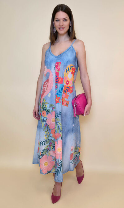Haljina 38 Guadalupe - jeans print - Peacock