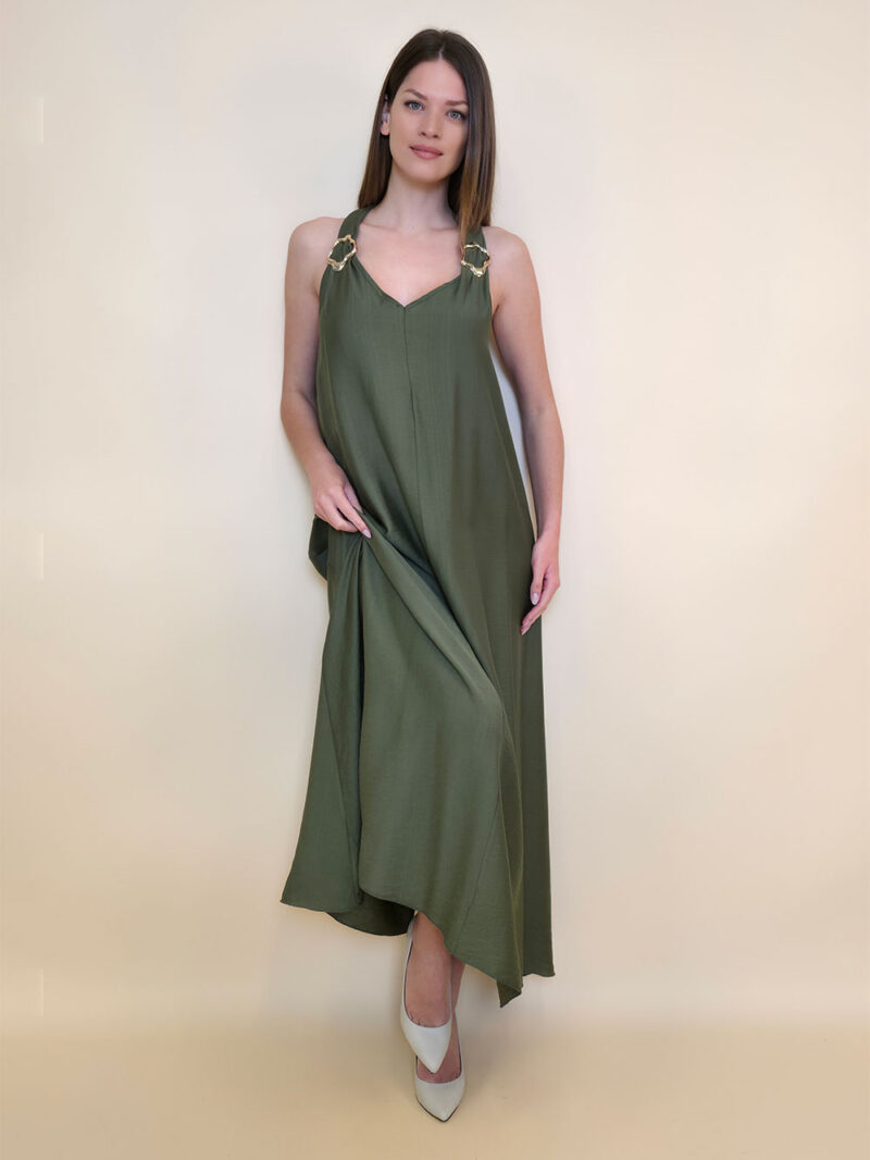 Haljina 44 Val Verde - viscose UN zlatne kopče - military