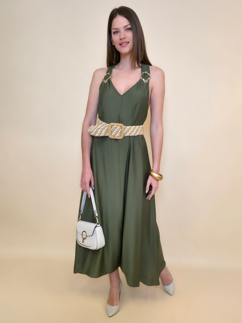 Haljina 44 Val Verde - viscose UN zlatne kopče - military