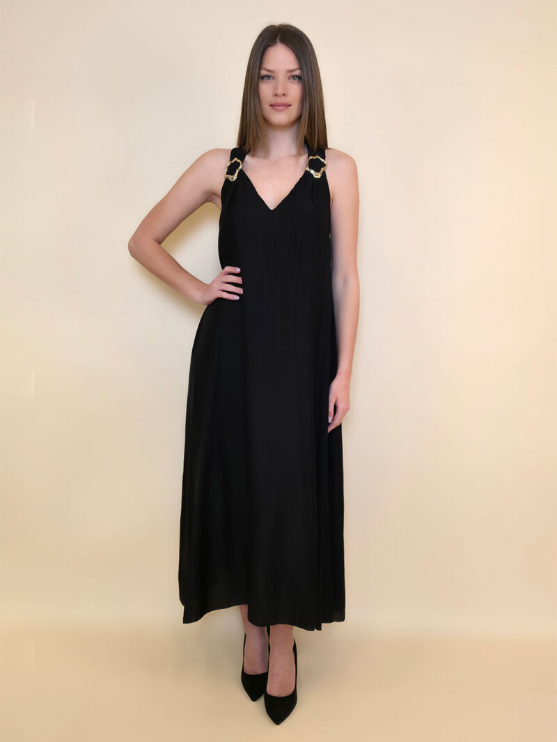 Haljina 44 Val Verde - viscose UN zlatne kopče - black