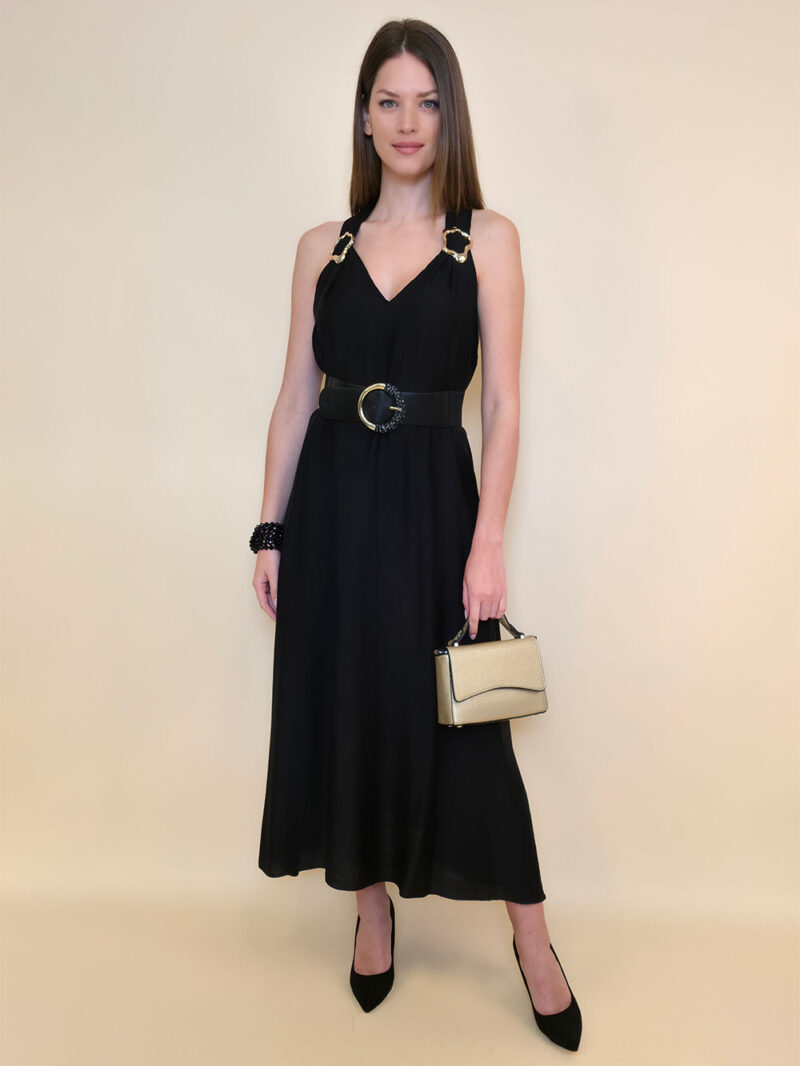 Haljina 44 Val Verde - viscose UN zlatne kopče - black