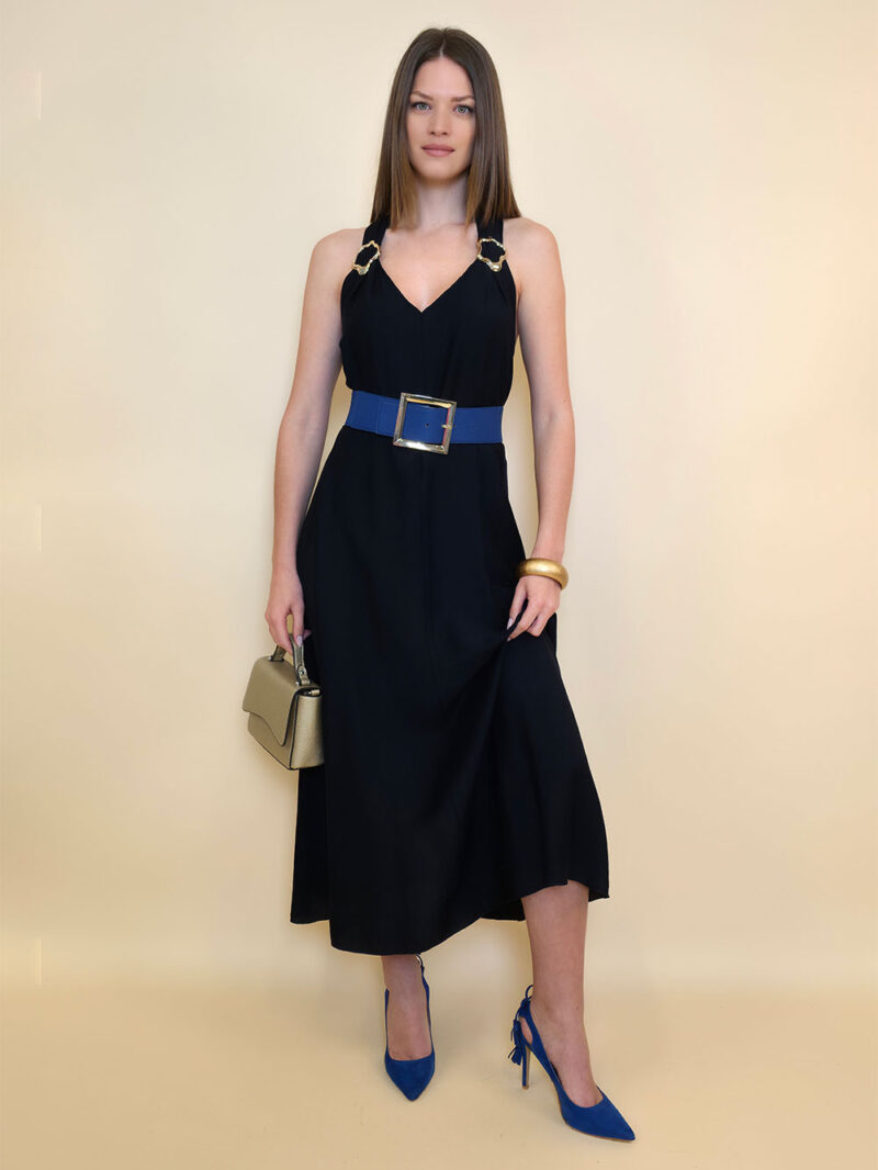 Haljina 44 Val Verde - viscose UN zlatne kopče - navy