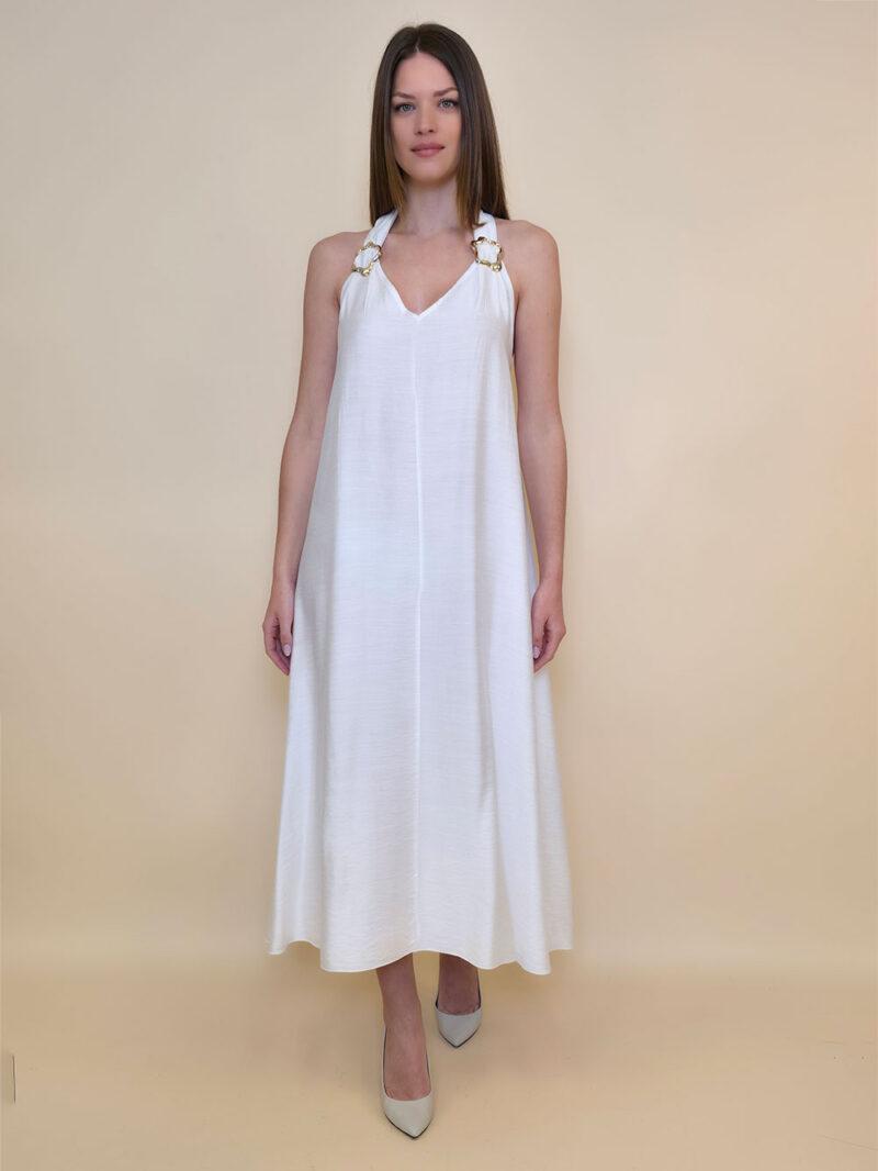 Haljina 44 Val Verde - viscose UN zlatne kopče - white