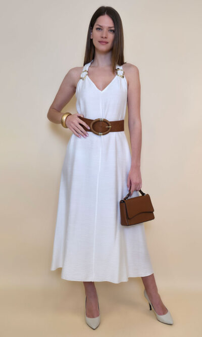 Haljina 44 Val Verde - viscose UN zlatne kopče - white