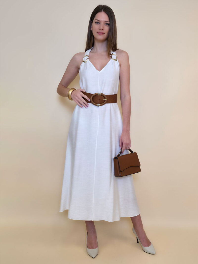 Haljina 44 Val Verde - viscose UN zlatne kopče - white