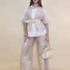 Hlače 38 Vinton - etno print - beige/panna