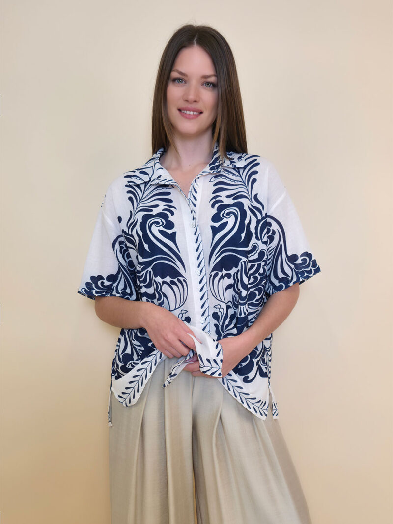 Košulja 40 Vernando - etno print - panna/navy