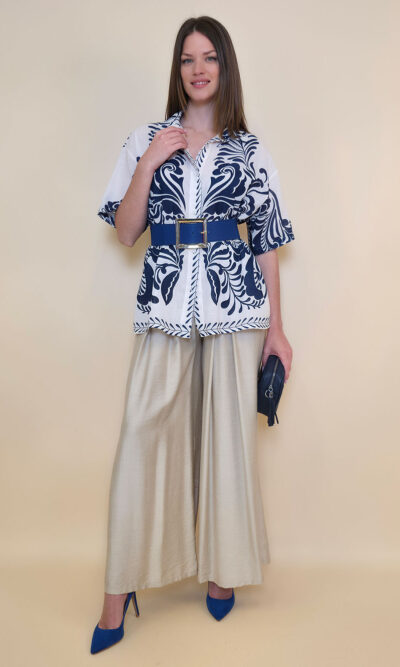 Košulja 40 Vernando - etno print - panna/navy