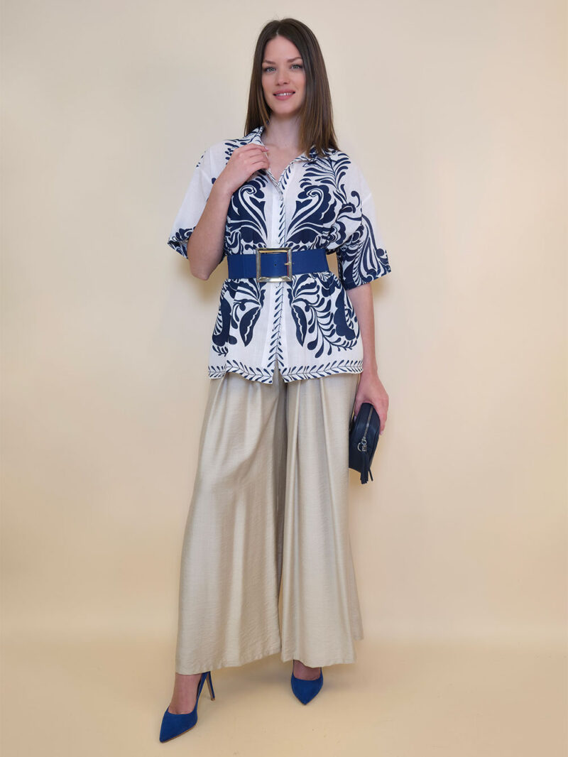 Košulja 40 Vernando - etno print - panna/navy