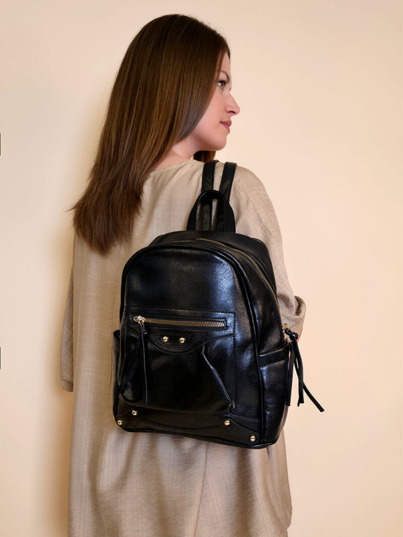 Torba 18 -  ruksak našiveni džep - black