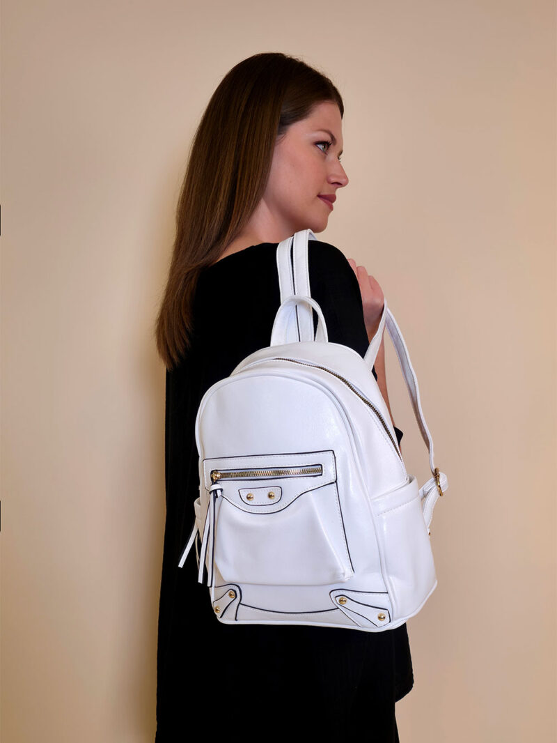 Torba 18 -  ruksak našiveni džep - white