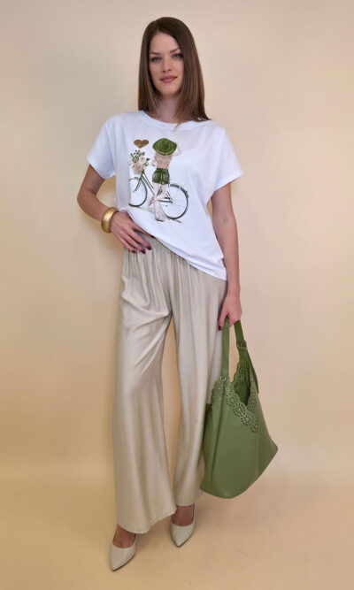 Majica 28 Noroo - cotton white - Girl with Bike military