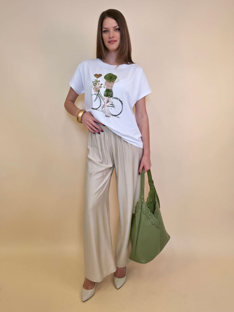 Majica 28 Noroo - cotton white - Girl with Bike military