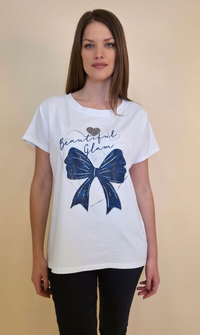 Majica 28 Noroo - cotton white -  Bow navy