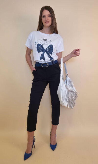Majica 28 Noroo - cotton white -  Bow navy