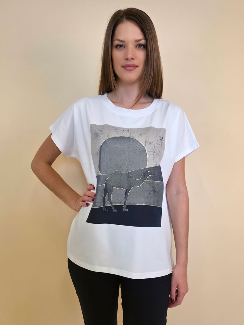 Majica 28 Noroo - cotton white - Camel blue