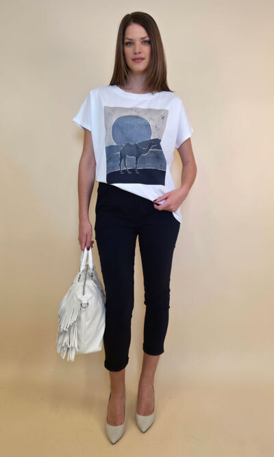 Majica 28 Noroo - cotton white - Camel blue
