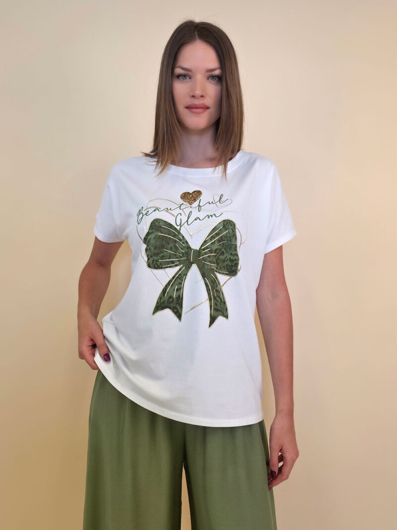 Majica 28 Noroo - cotton white -  Bow green