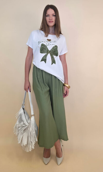 Majica 28 Noroo - cotton white -  Bow green