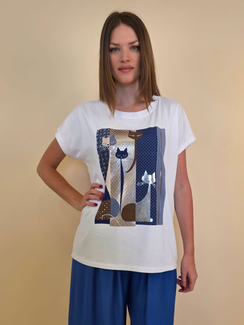 Majica 28 Noroo - cotton white - Cats navy