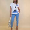 Majica 28 Noroo - cotton white -  Girl with Baloon sky blue