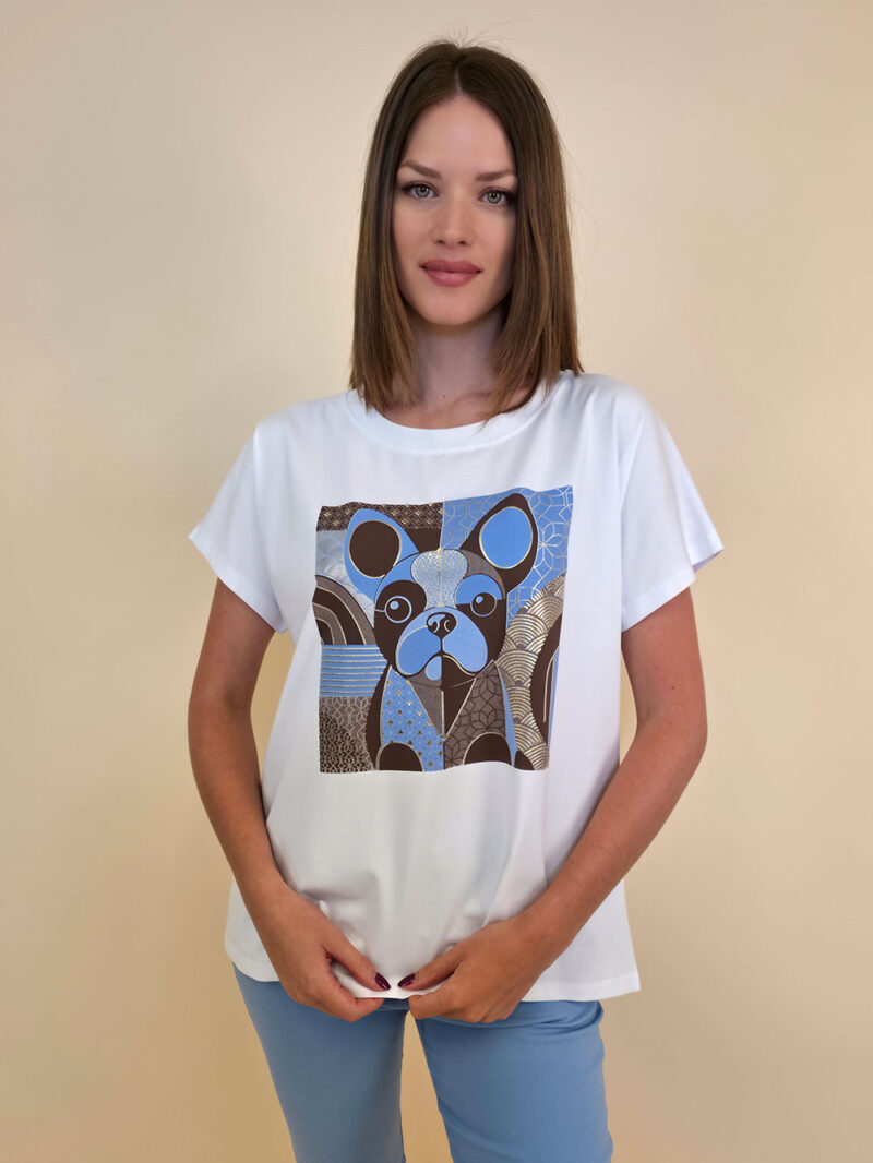 Majica 28 Noroo - cotton white - Doggy sky blue