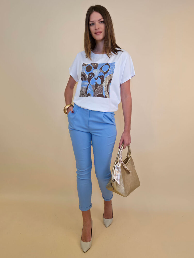 Majica 28 Noroo - cotton white - Doggy sky blue