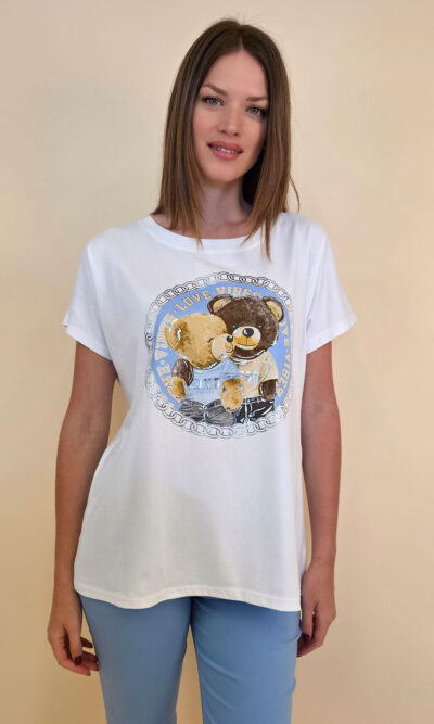 Majica 28 Noroo - cotton white - Teddy's Medallion sky blue