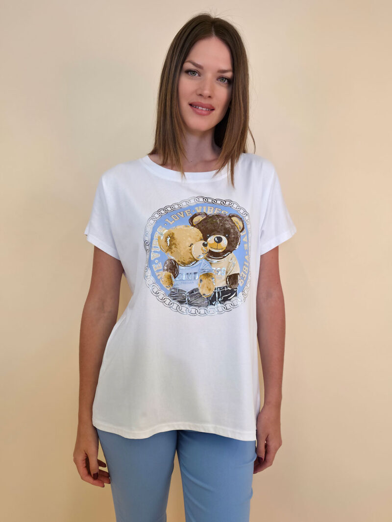 Majica 28 Noroo - cotton white - Teddy's Medallion sky blue