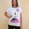 Majica 28 Noroo - cotton white -  Girl with Baloon fuxia