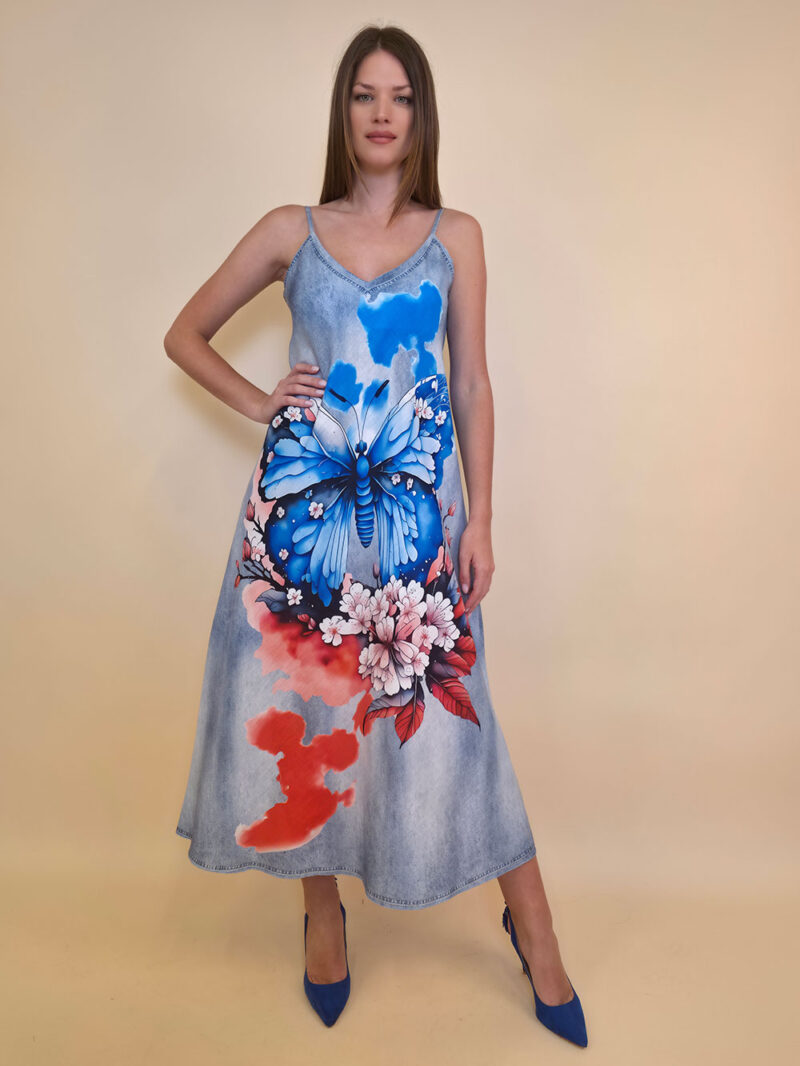 Haljina 38 Guadalupe - jeans print - Big Blue Butterfly