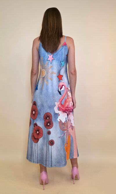 Haljina 38 Guadalupe - jeans print - Flamingo