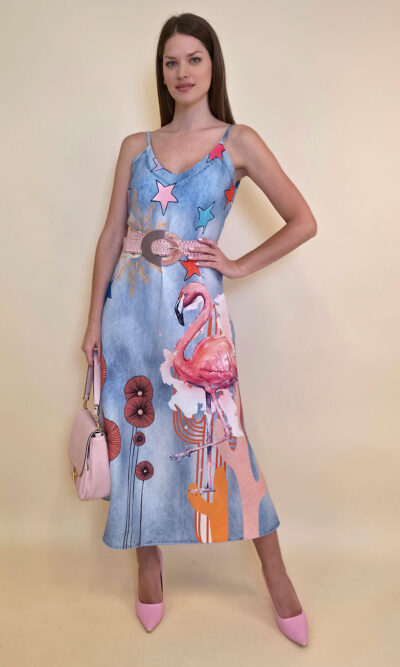 Haljina 38 Guadalupe - jeans print - Flamingo