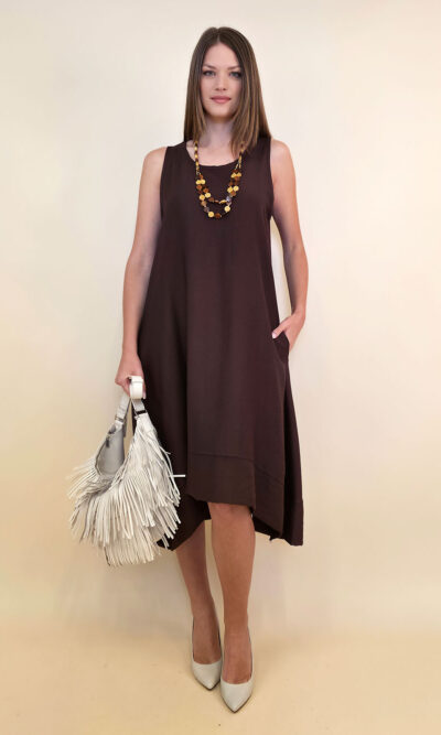 Haljina+ogrlica 32 Delta - viscose UN - brown
