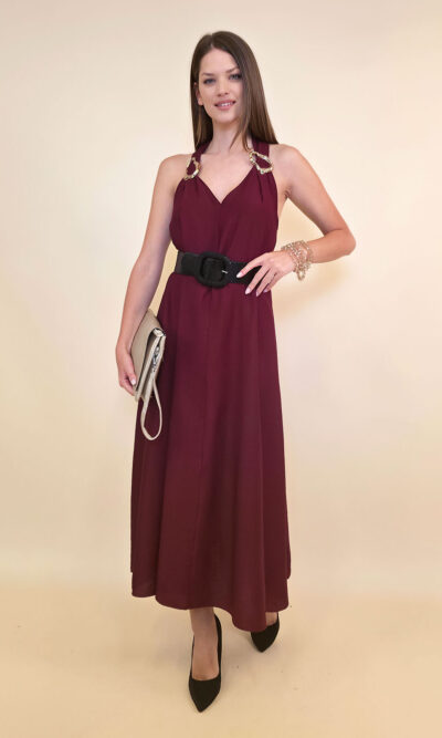 Haljina 44 Val Verde - viscose UN zlatne kopče - burgundy